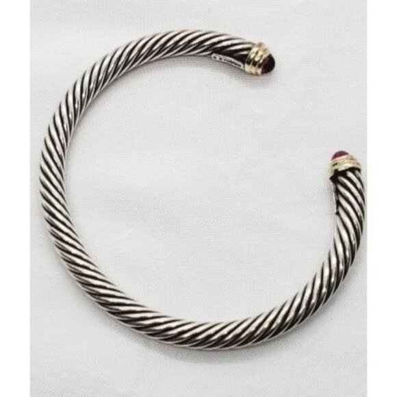 David Yurman Sterling Silver 925 14K Yellow Gold Pink Stone - Picture 4 of 10